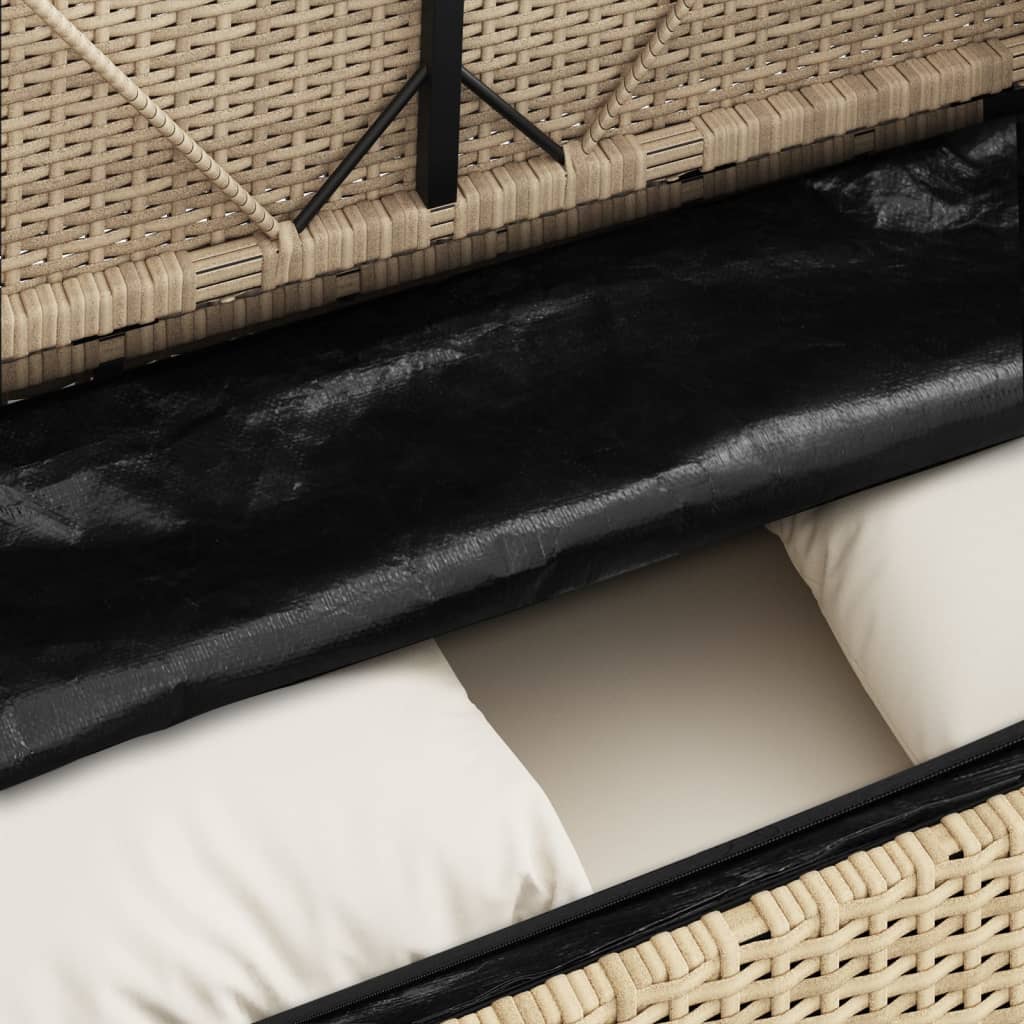 vidaXL Garden Bench with Cushions Beige Poly Rattan