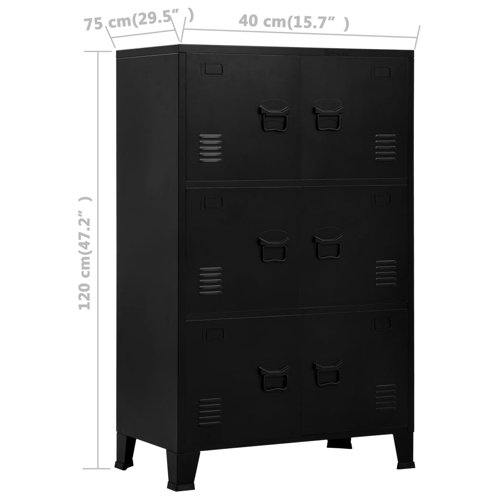 vidaXL Industrial Storage Chest Black 75x40x120 cm Steel