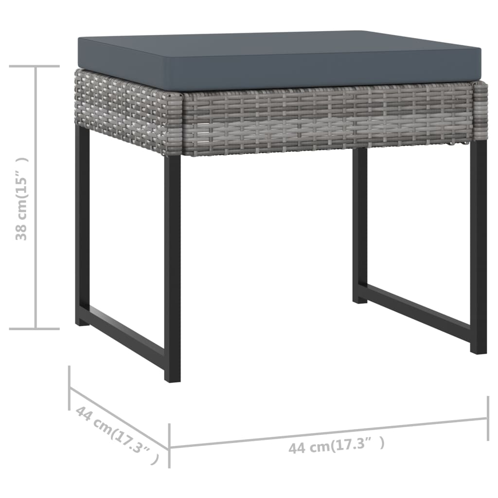 vidaXL 11 Piece Garden Dining Set with Cushions Poly Rattan Grey