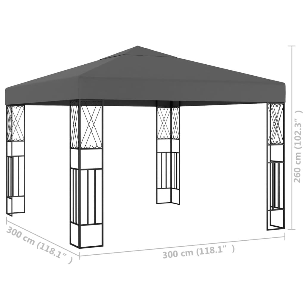 vidaXL Gazebo 3x3 m Anthracite Fabric