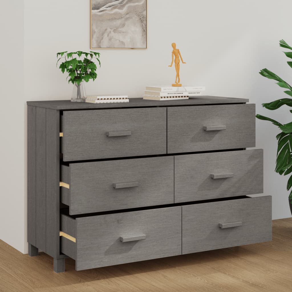 vidaXL Sideboard HAMAR Light Grey 113x40x80 cm Solid Wood Pine