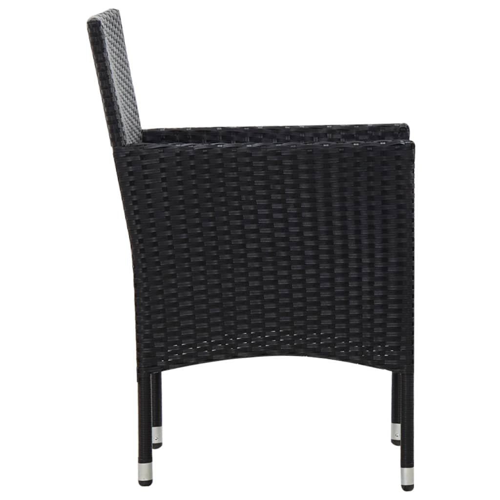 vidaXL 5 Piece Garden Lounge Set With Cushions Poly Rattan Black
