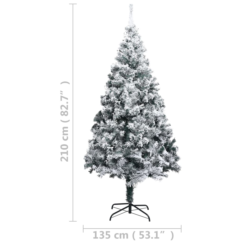 vidaXL Artificial Pre-lit Christmas Tree with Ball Set Green 210 cm PVC