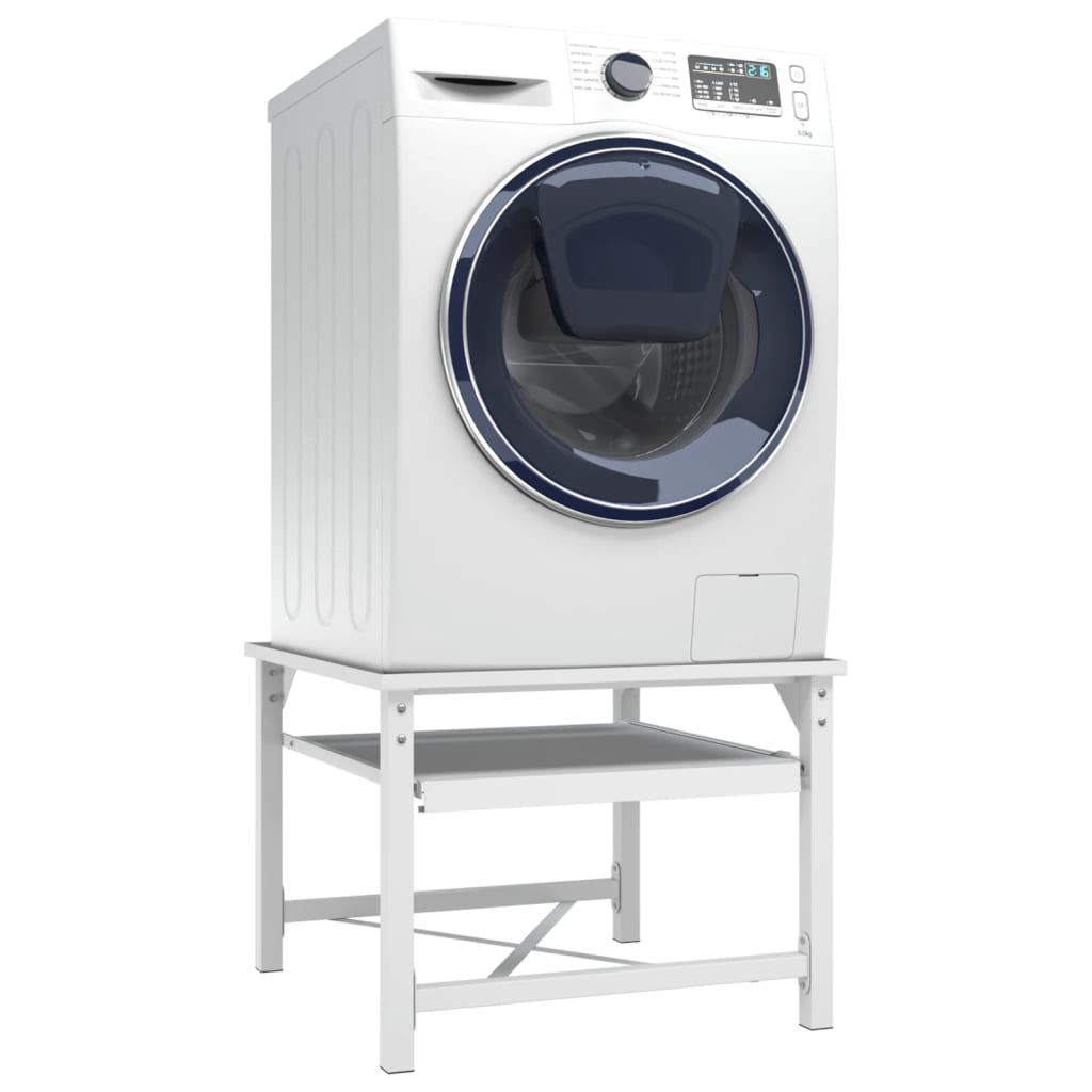 vidaXL Washing Machine Pedestal with Pull-Out Shelf White