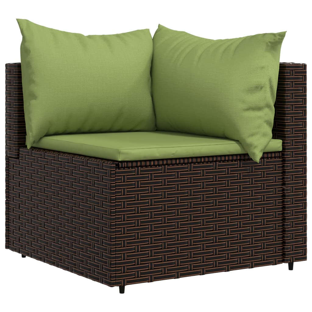 vidaXL 4 Piece Garden Lounge Set with Cushions Brown Poly Rattan