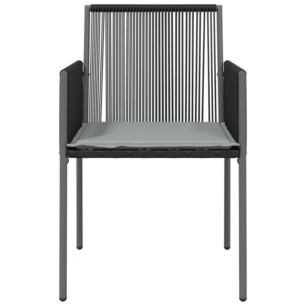 vidaXL Garden Chairs with Cushions 2 pcs Black 54x60.5x83.5 cm Poly Rattan