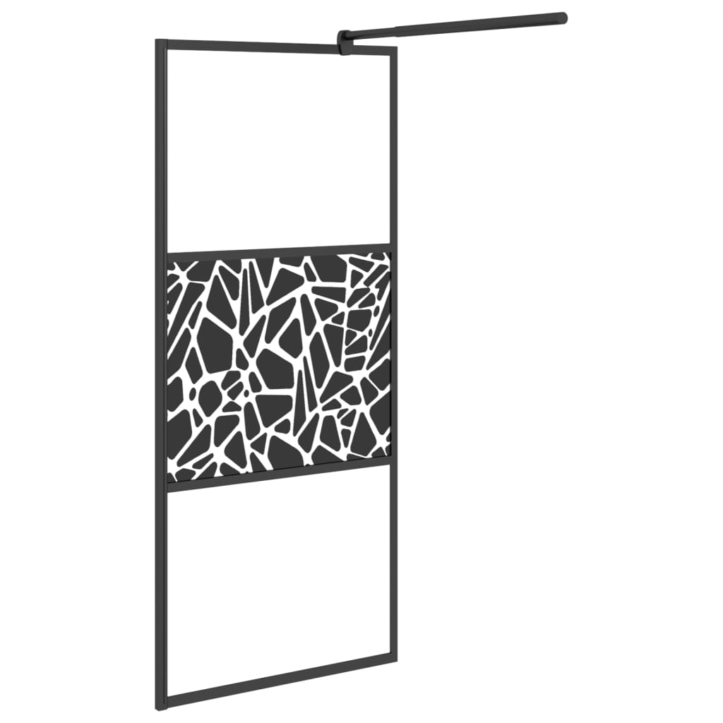 vidaXL Walk-in Shower Wall with Shelf Black 90x195 cm ESG Glass&Aluminium