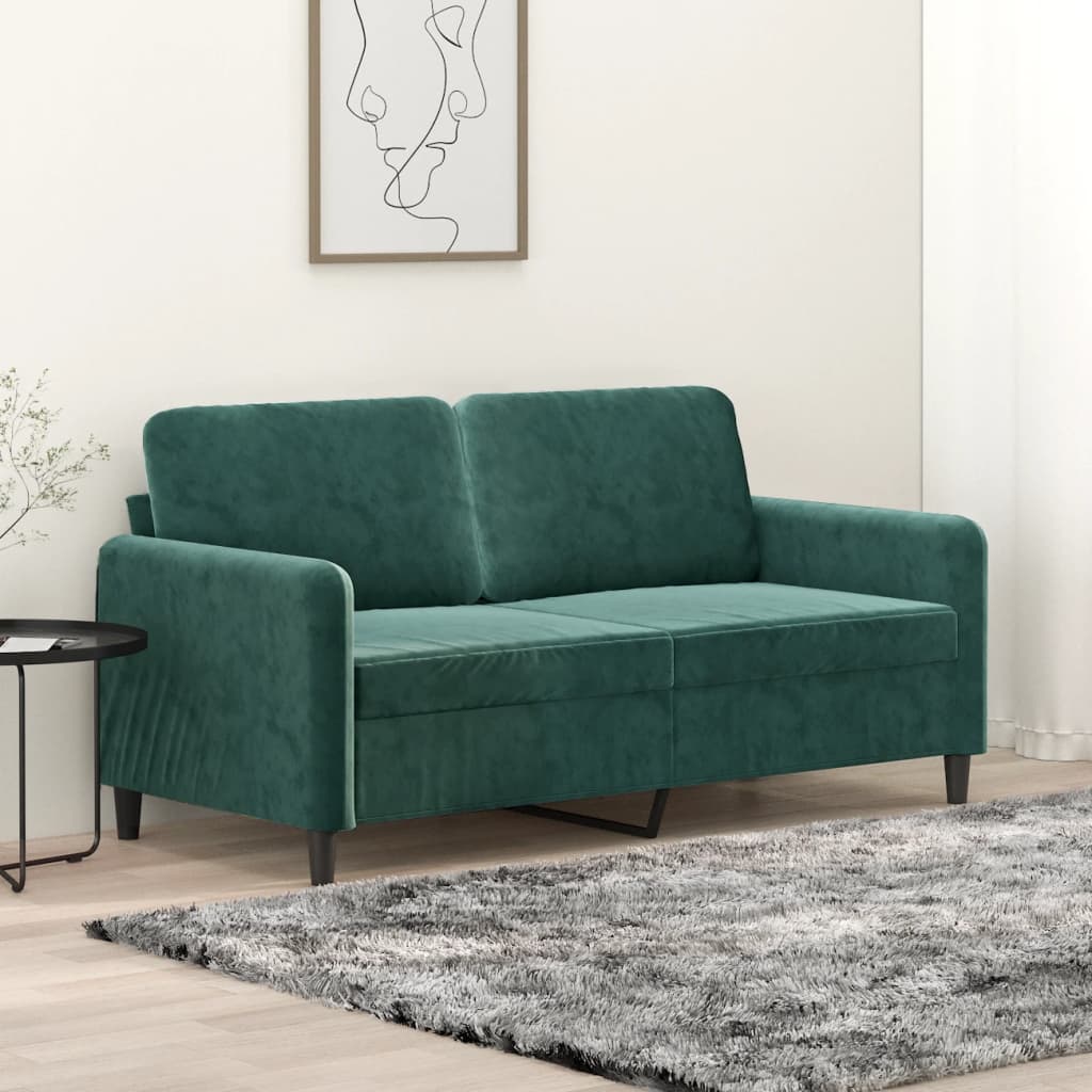 vidaXL 2-Seater Sofa Dark Green 140 cm Velvet