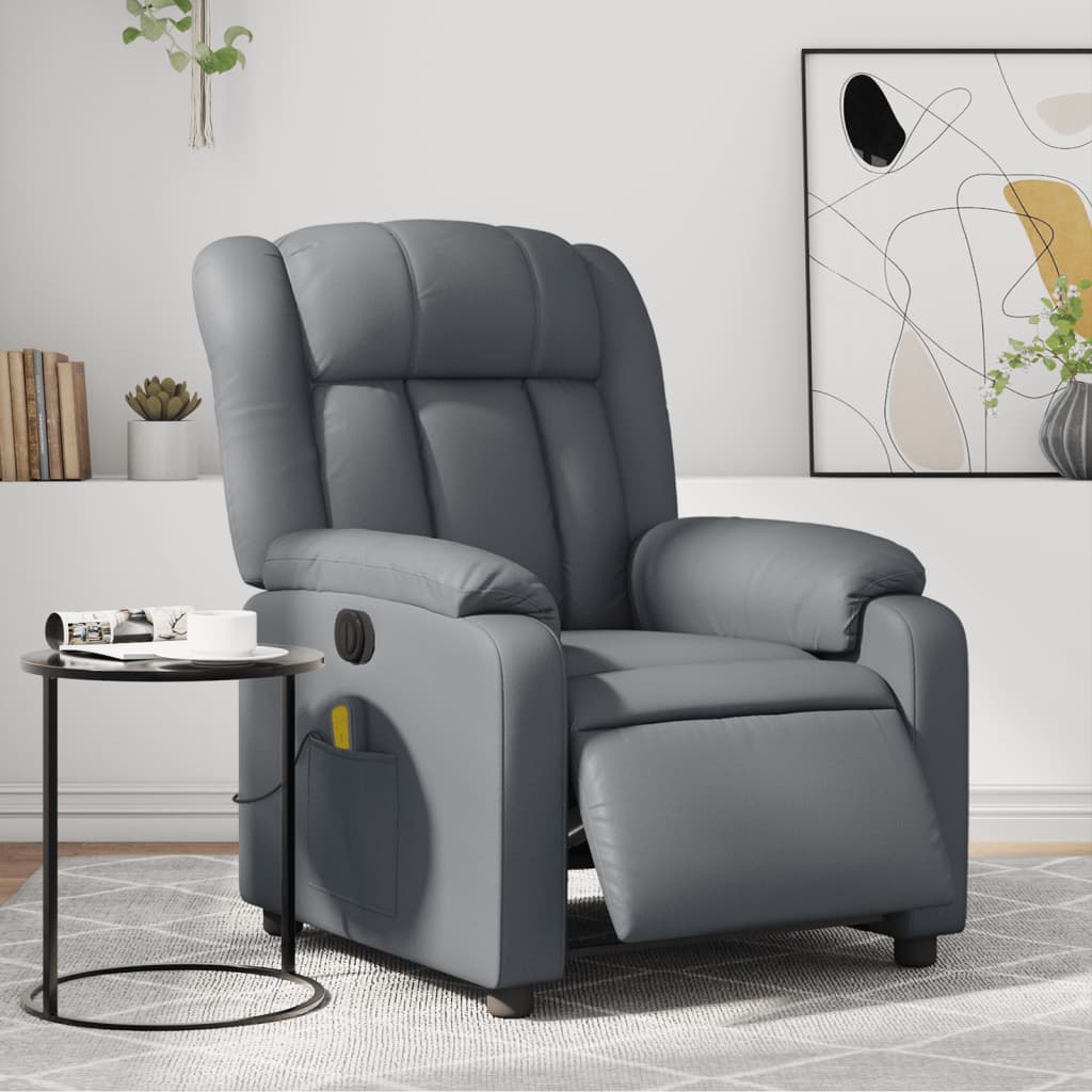 vidaXL Electric Massage Recliner Chair Grey Faux Leather