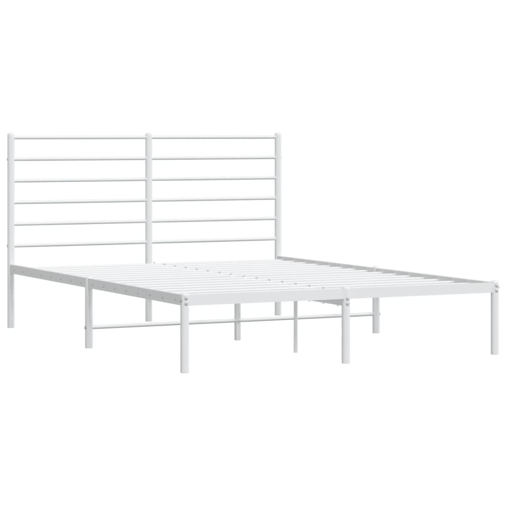 vidaXL Metal Bed Frame without Mattress with Headboard White 150x200cm