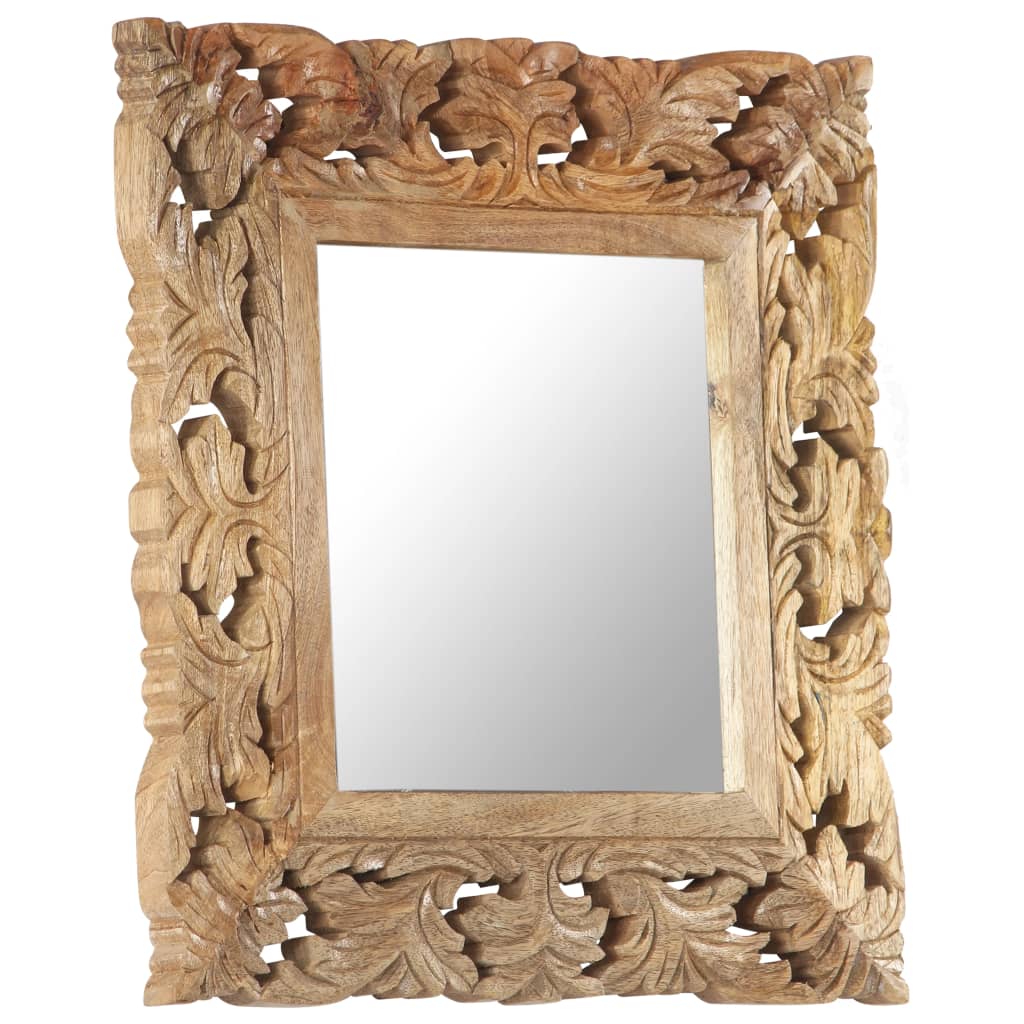 vidaXL Hand Carved Mirror Brown 50x50 cm Solid Mango Wood