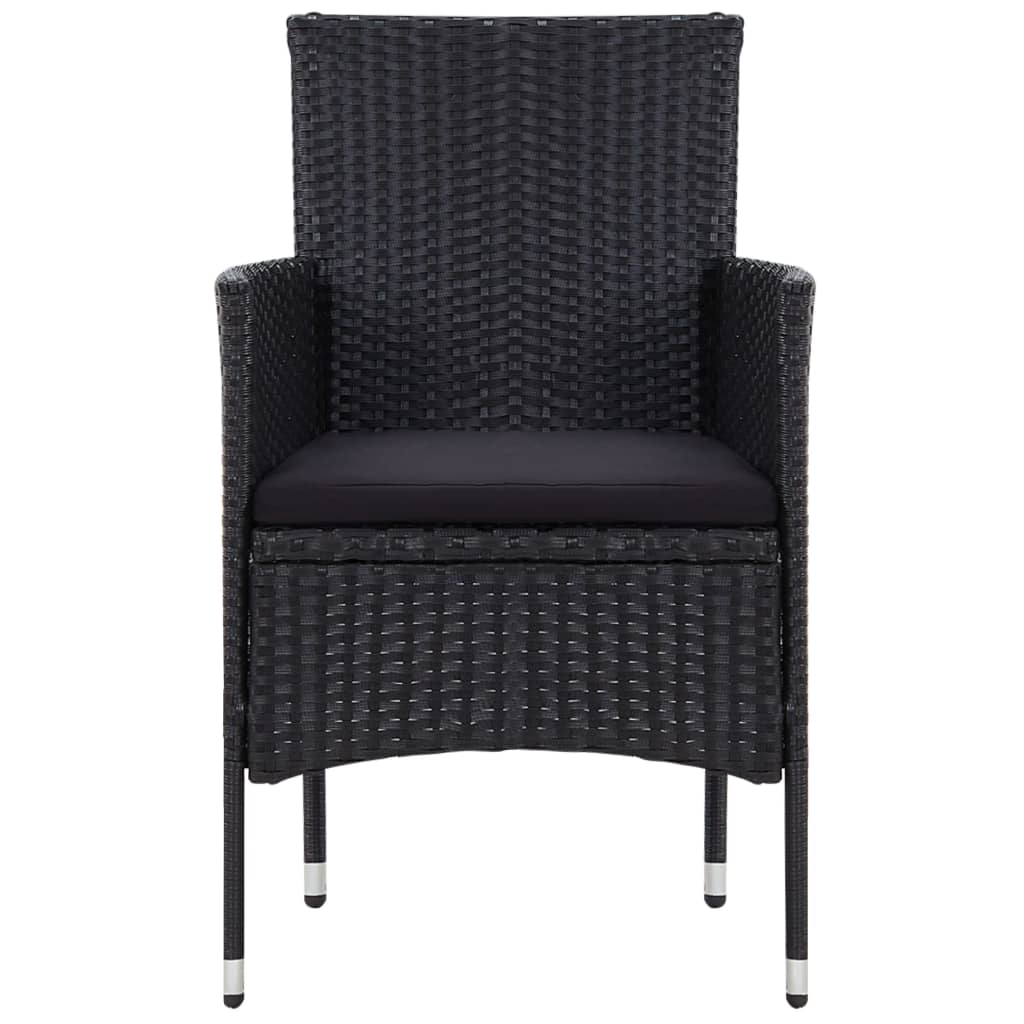 vidaXL 5 Piece Garden Lounge Set With Cushions Poly Rattan Black