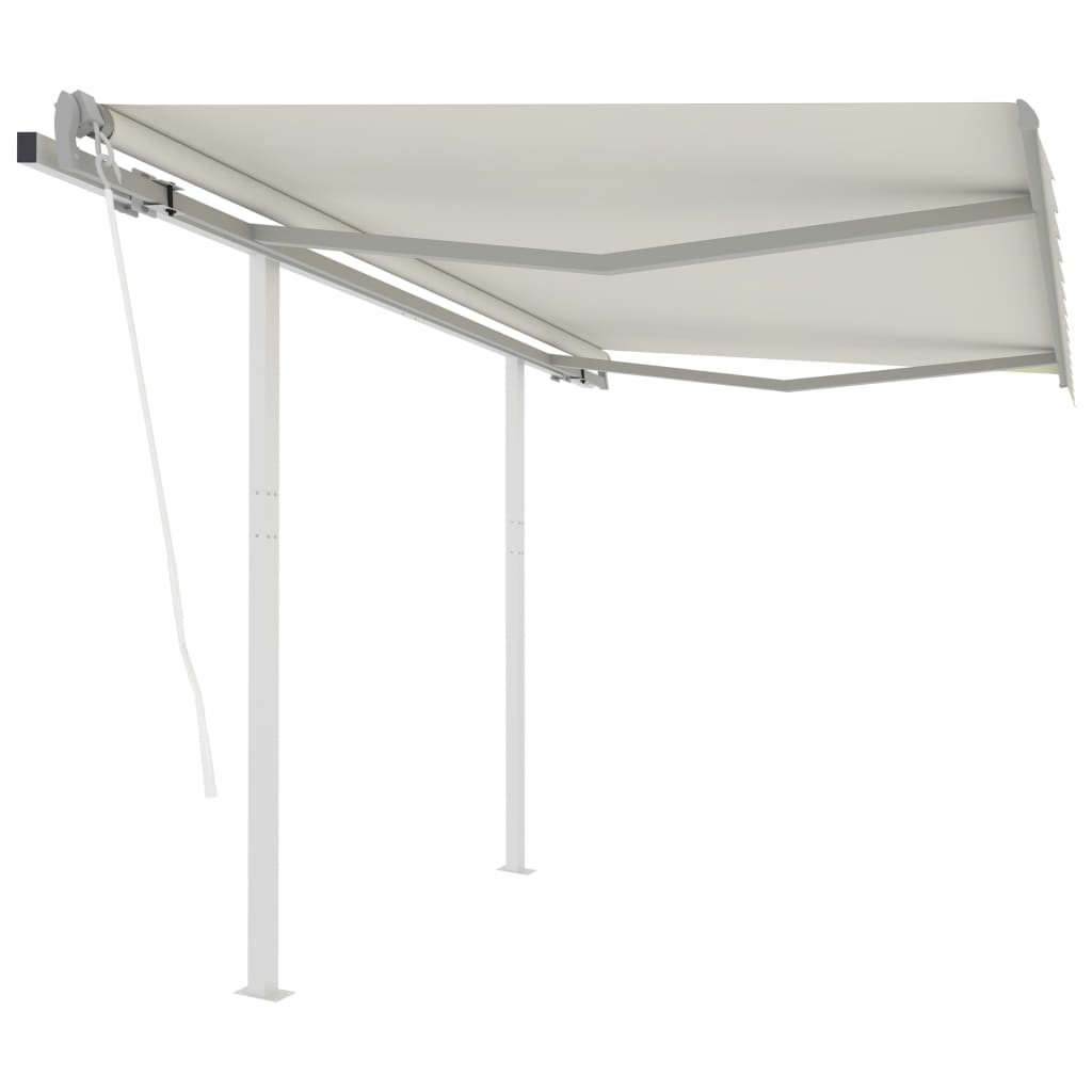 vidaXL Automatic Retractable Awning with Posts 3x2.5 m Cream