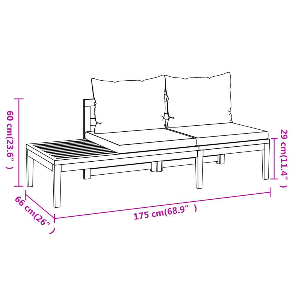 vidaXL 4 Piece Garden Lounge Set with Dark Grey Cushions Acacia Wood