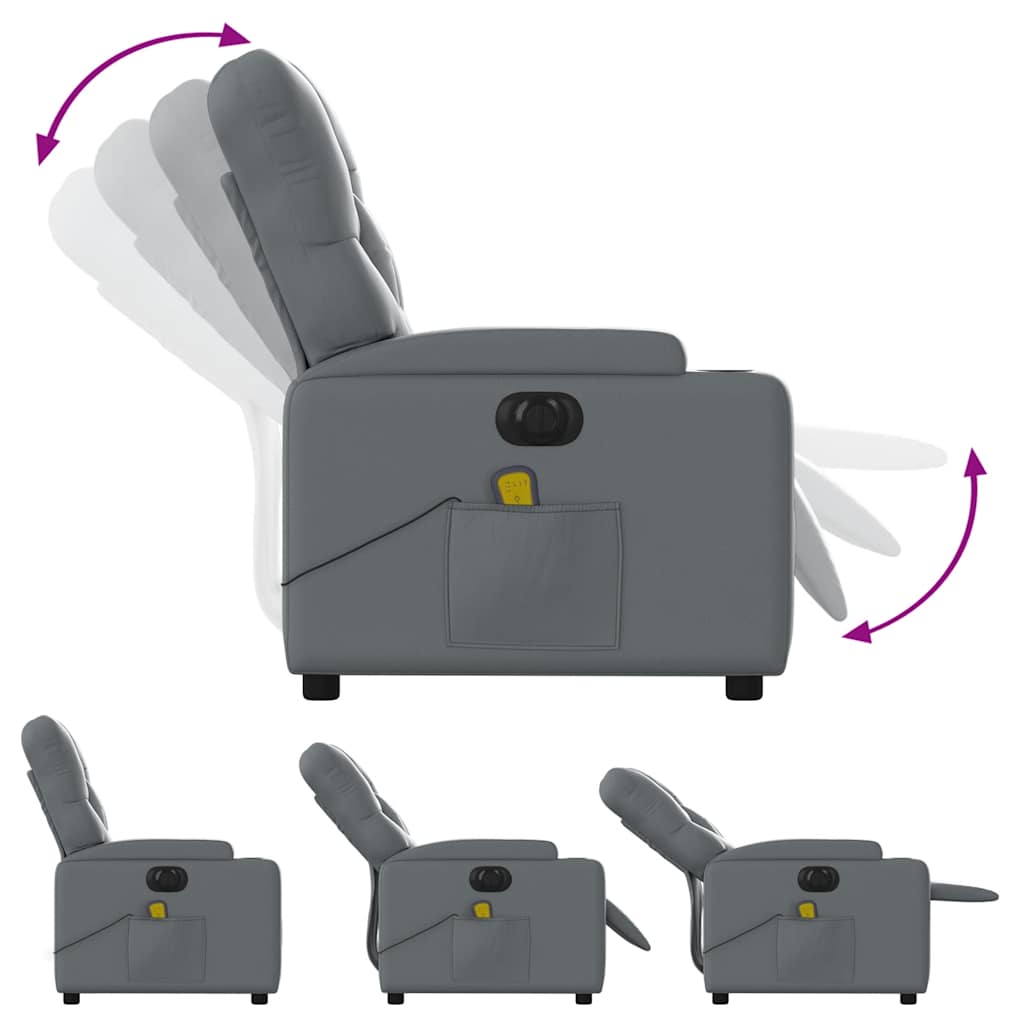 vidaXL Electric Massage Recliner Chair Grey Faux Leather