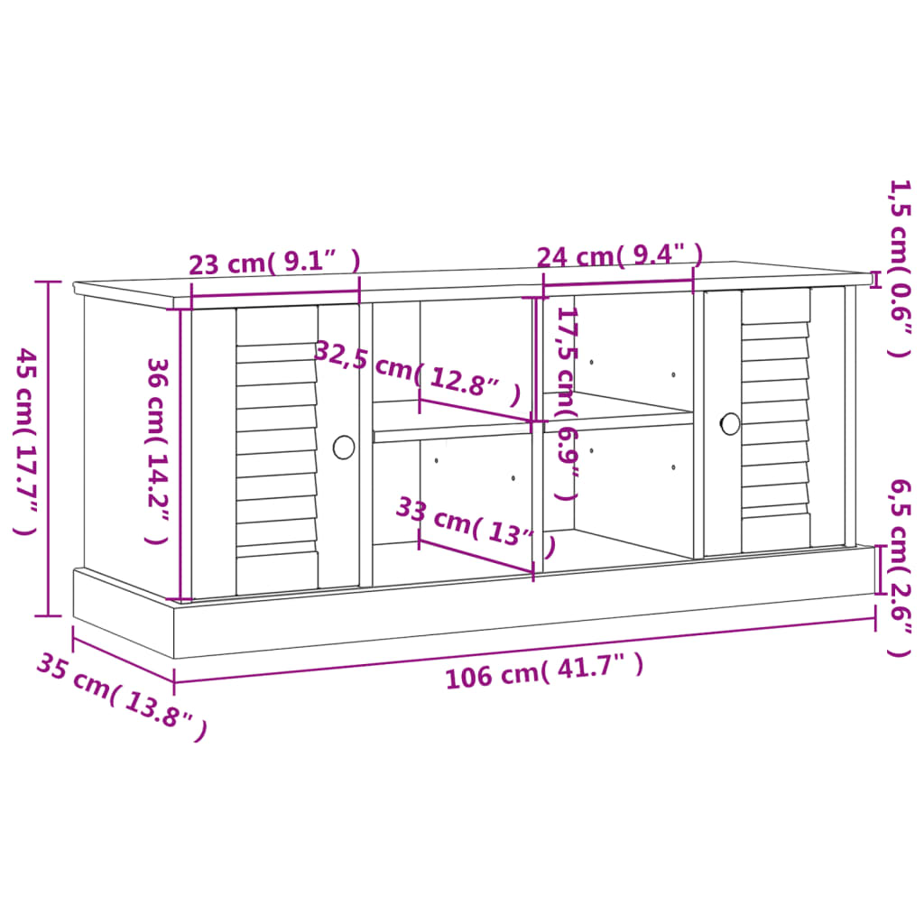 vidaXL Shoe Bench VIGO Grey 106x35x45 cm Solid Wood Pine