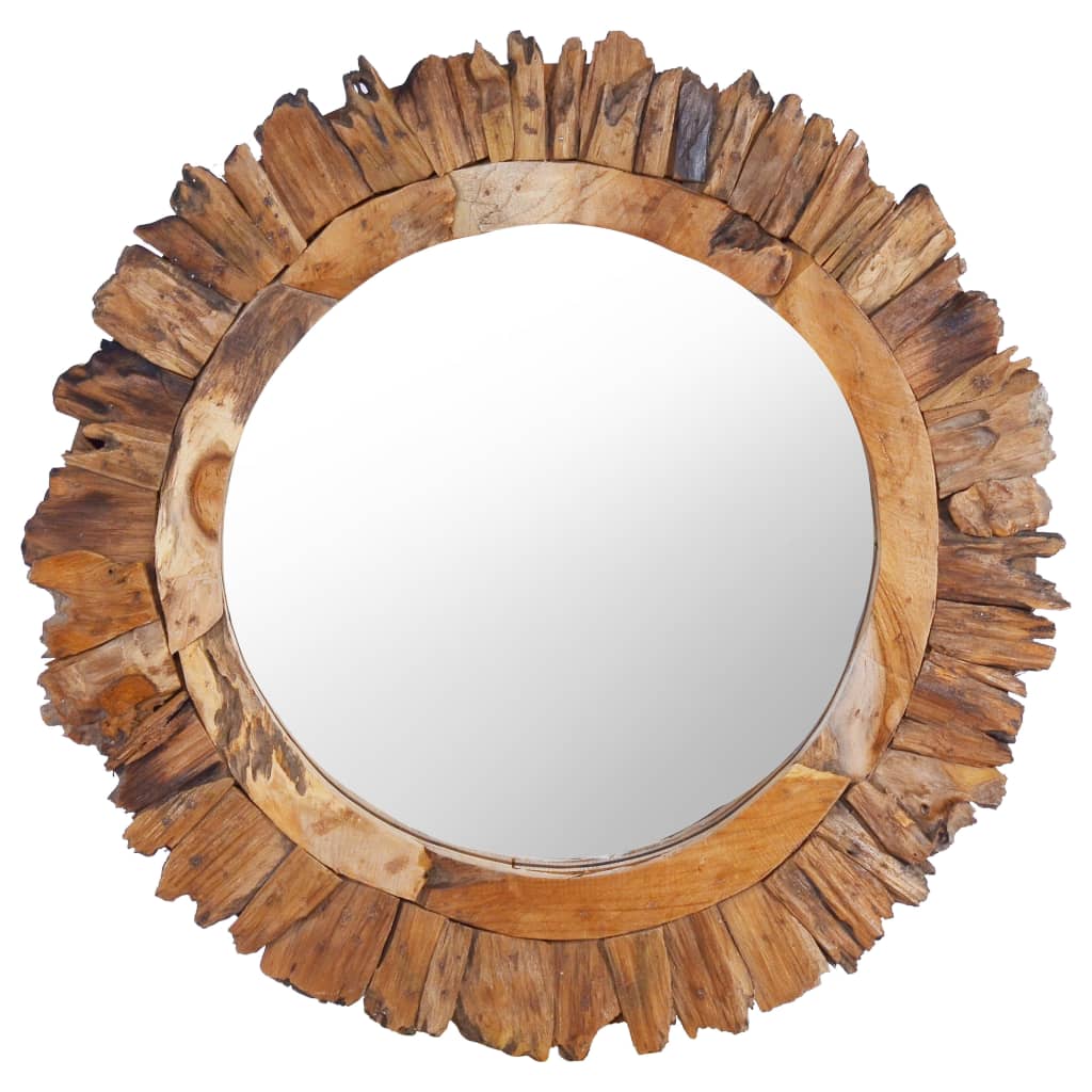 vidaXL Wall Mirror 60 cm Teak Round