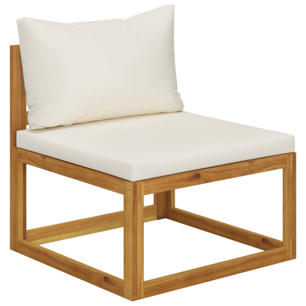 vidaXL 7 Piece Garden Lounge Set with Cushion Cream Solid Acacia Wood