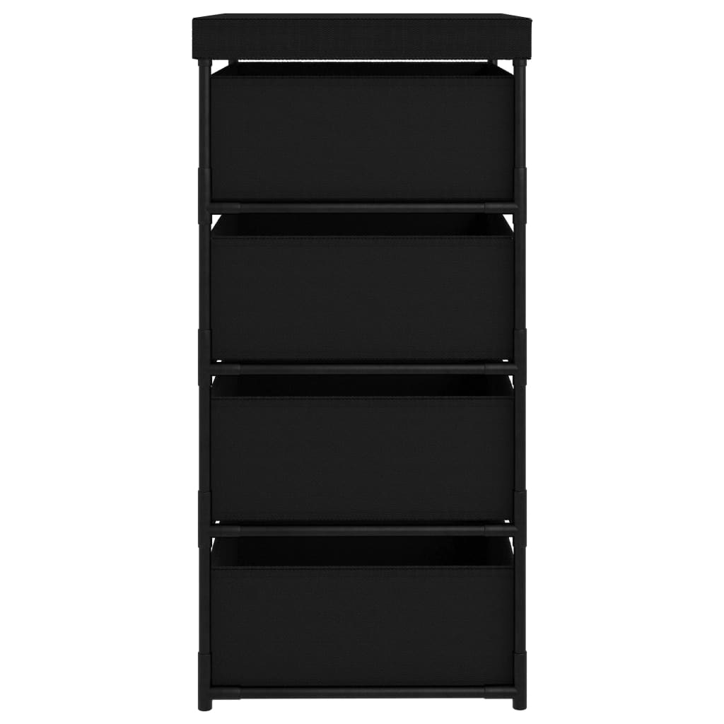 vidaXL Storage Rack with 4 Fabric Baskets Steel Black