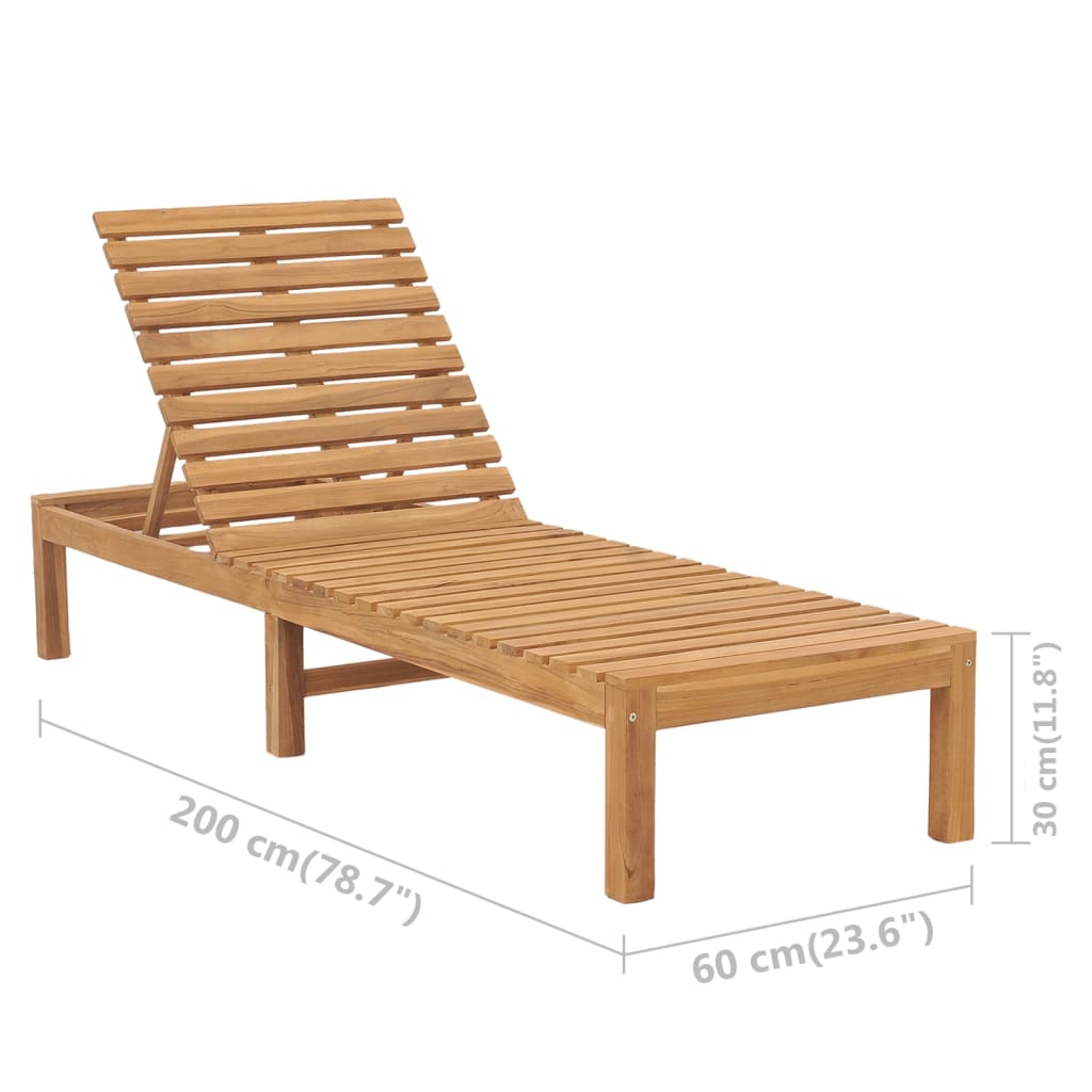 vidaXL Sun Lounger Solid Teak Wood