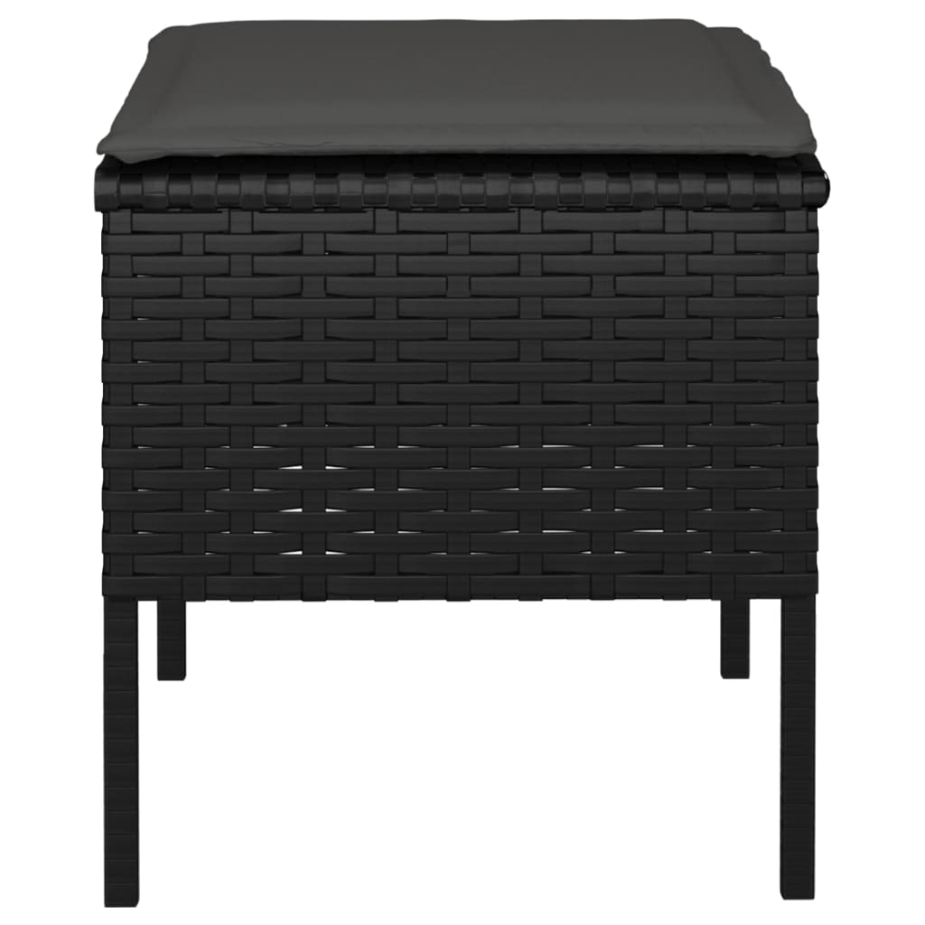 vidaXL Garden Footstools with Cushions 4 pcs Black Poly Rattan