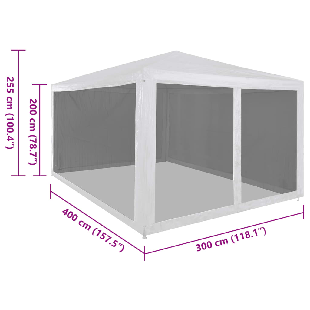 vidaXL Party Tent with 4 Mesh Sidewalls 4x3 m