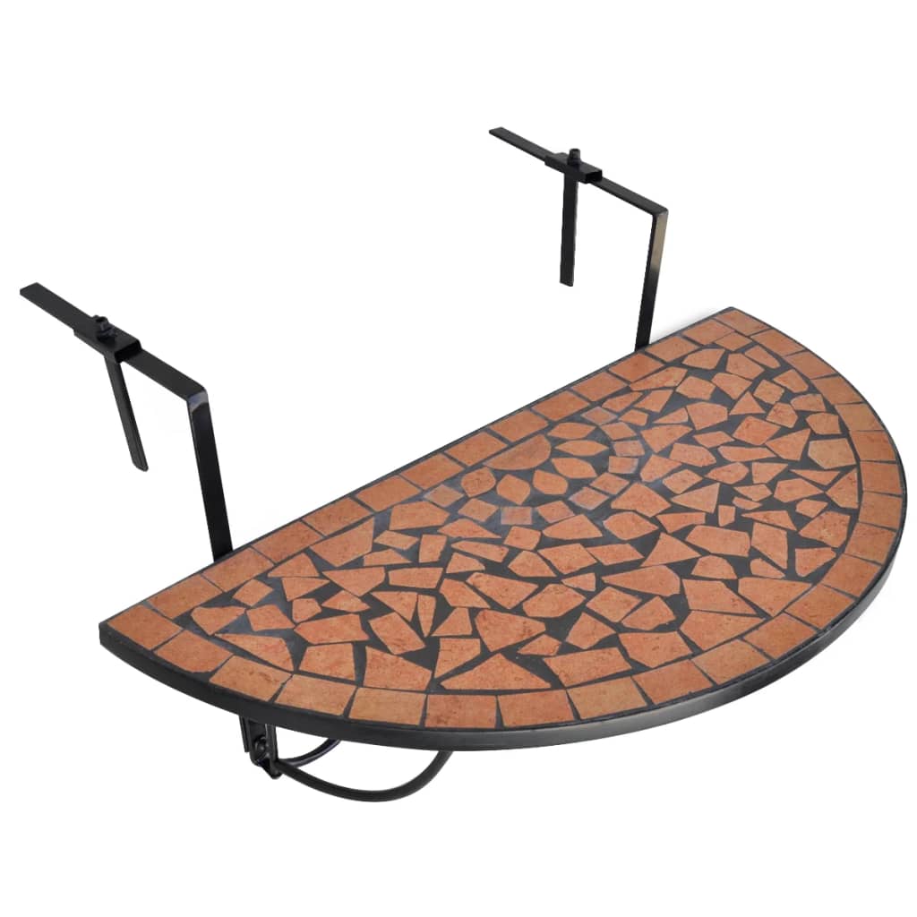 vidaXL Hanging Balcony Table Terracotta Mosaic