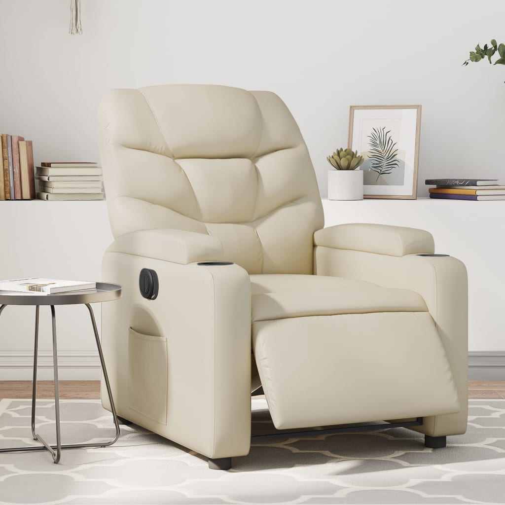 vidaXL Electric Massage Recliner Chair Cream Faux Leather