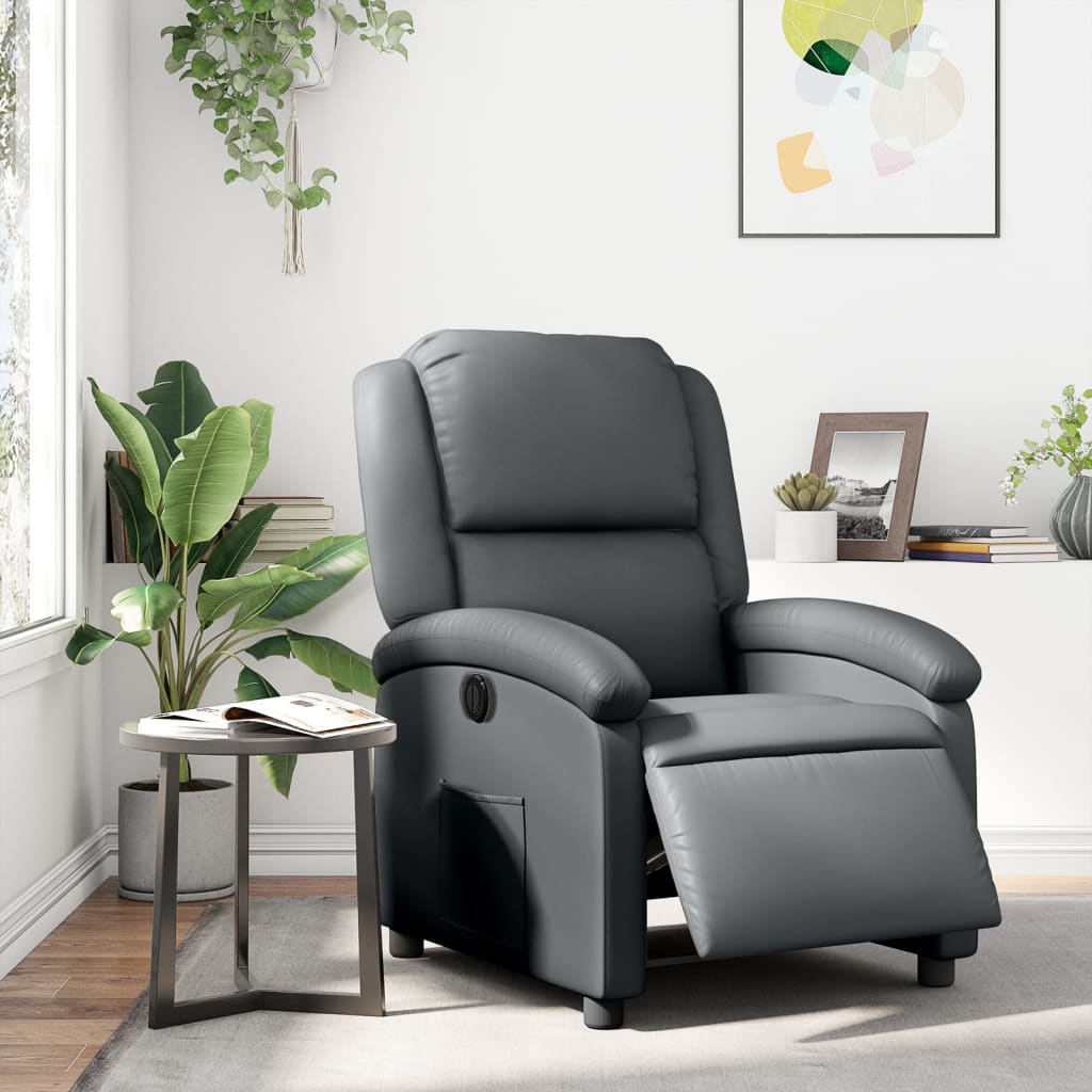 vidaXL Electric Recliner Chair Grey Faux Leather