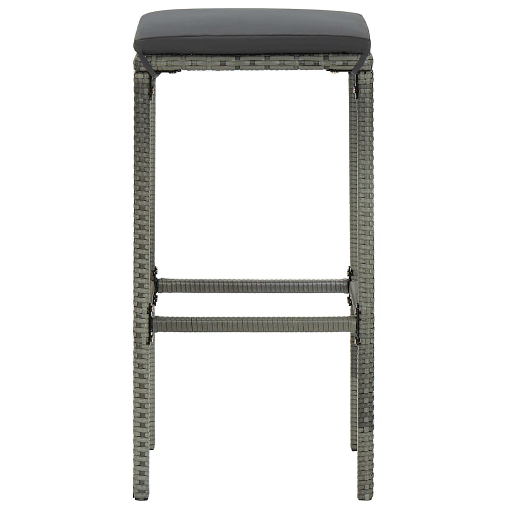 vidaXL Bar Stools with Cushions 3 pcs Grey Poly Rattan