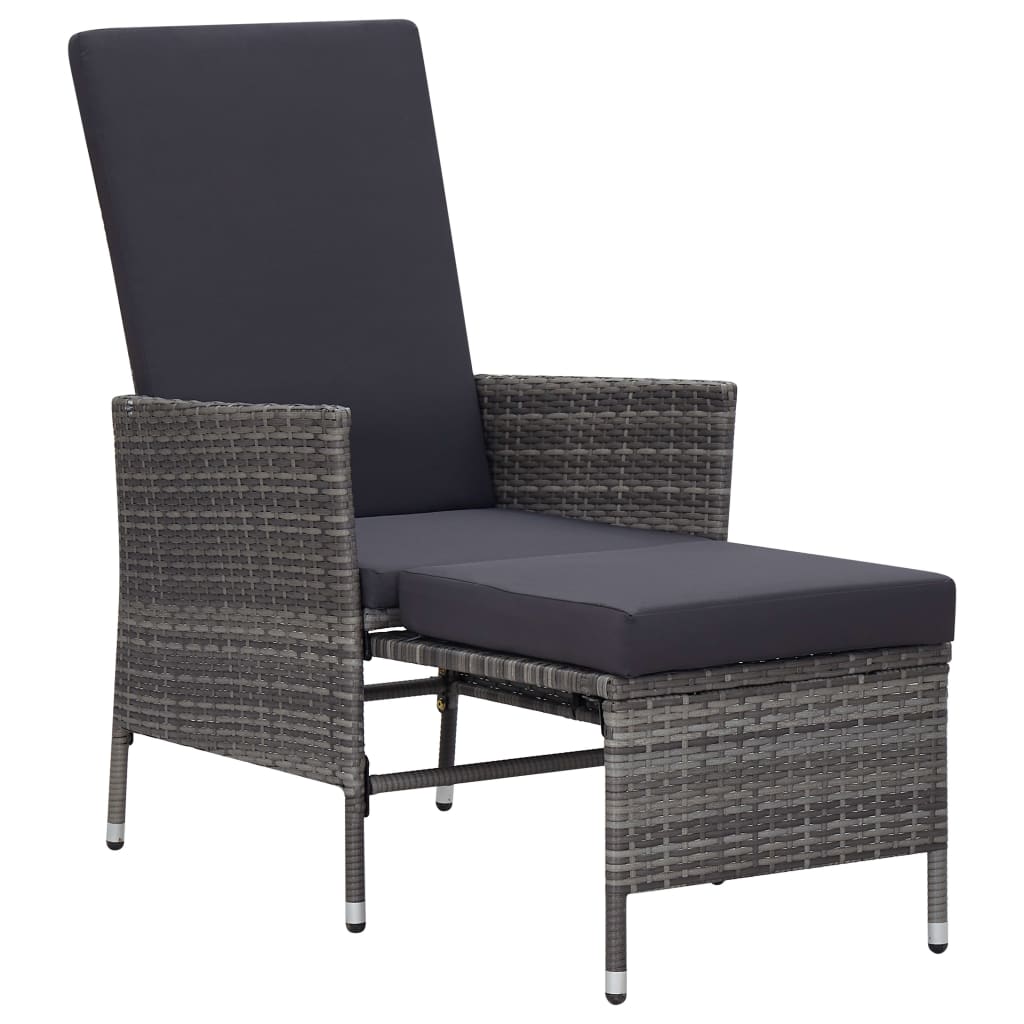 vidaXL 3 Piece Garden Lounge Set with Cushions Poly Rattan Grey