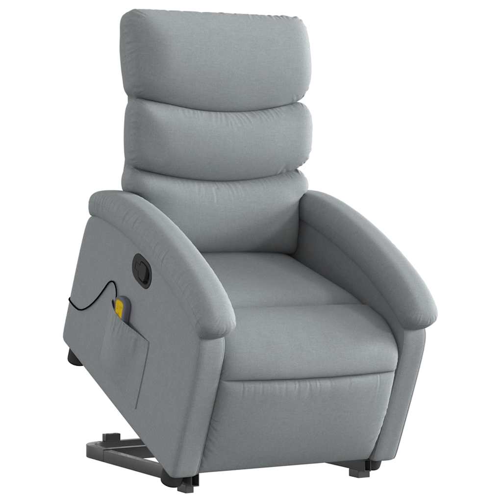 vidaXL Stand up Massage Recliner Chair Light Grey Fabric