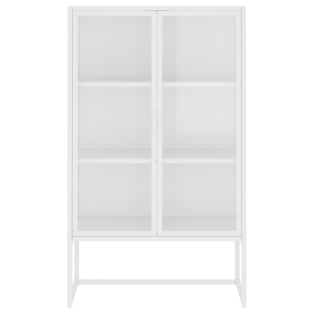 vidaXL Highboard White 80x35x135 cm Steel and Tempered Glass