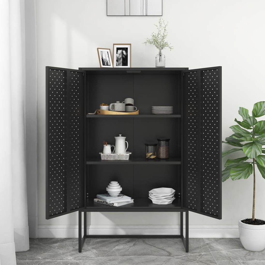 vidaXL Highboard Black 80x35x135 cm Steel