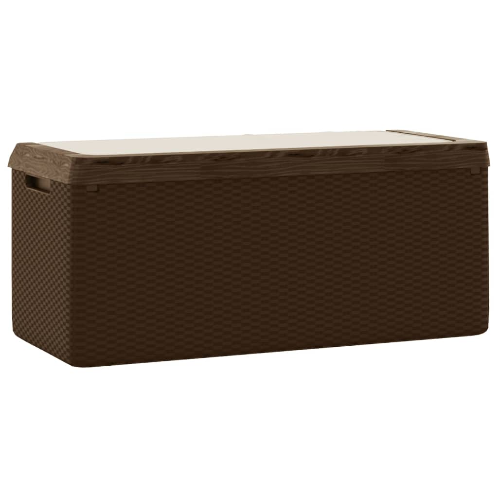 vidaXL Garden Storage Box with Seat Cushion Brown 350 L PP