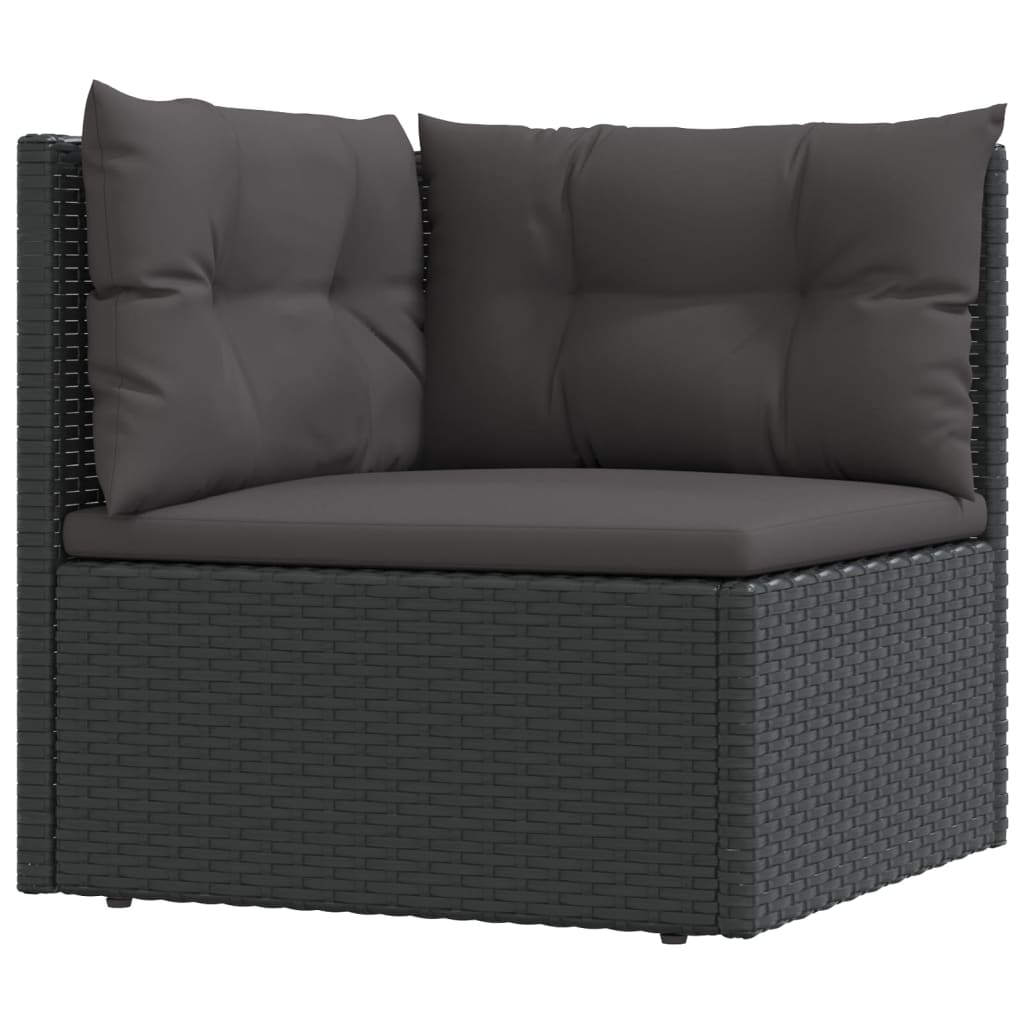 vidaXL 9 Piece Outdoor Sofa Set with Cushions Black Poly Rattan