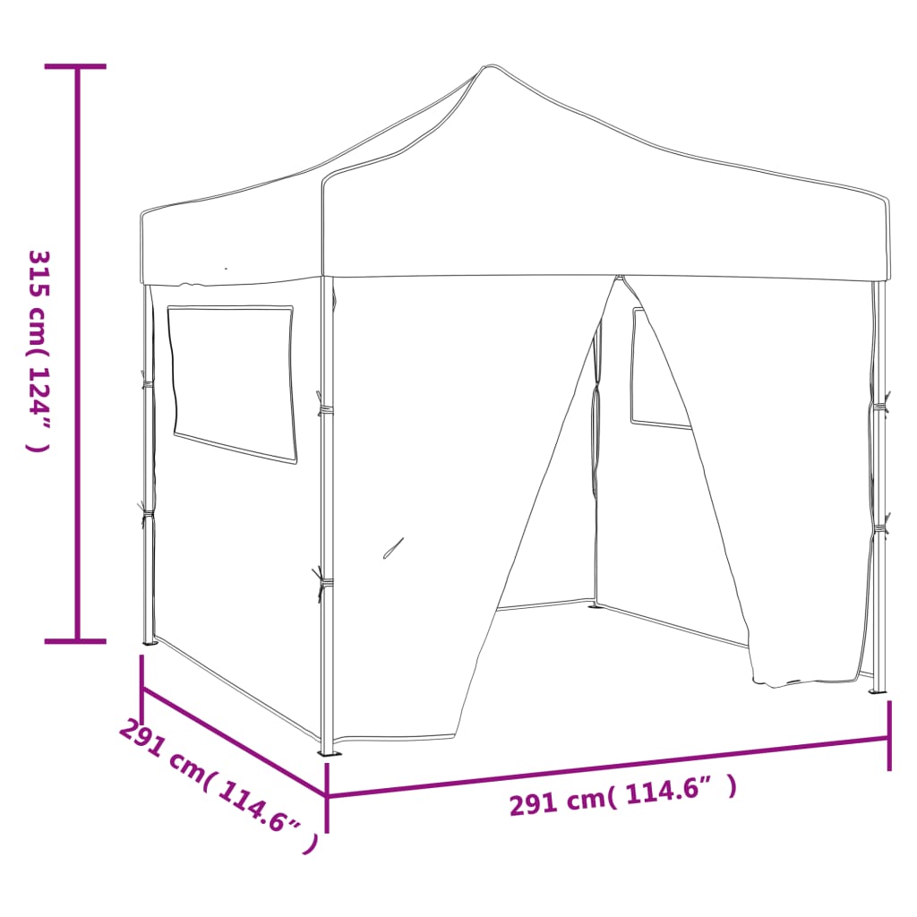 vidaXL Foldable Tent 3x3 m with 4 Walls Cream