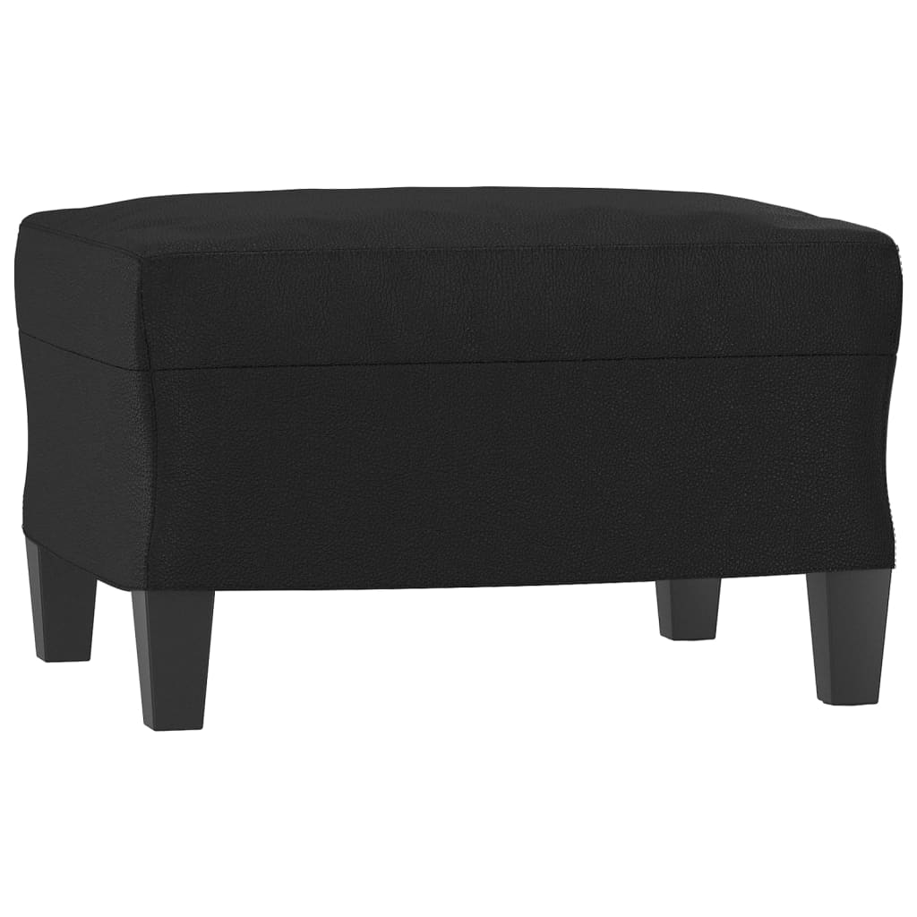 vidaXL 3-Seater Sofa with Footstool Black 180 cm Faux Leather