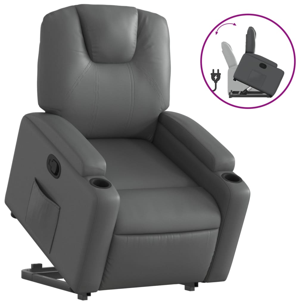 vidaXL Stand up Recliner Chair Grey Faux Leather