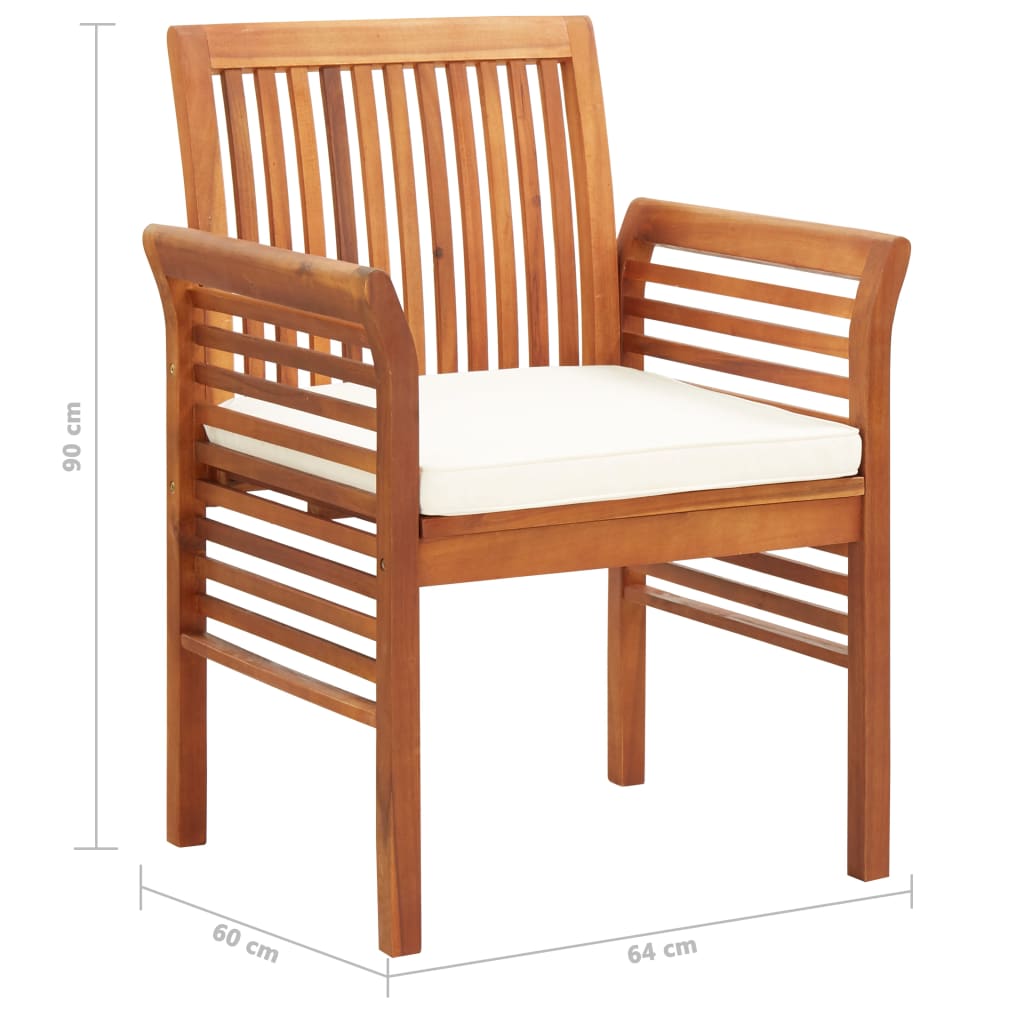 vidaXL Garden Dining Chairs with Cushions 3 pcs Solid Acacia Wood