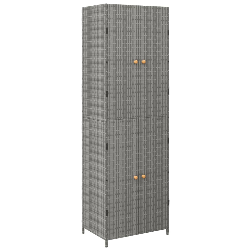 vidaXL Garden Storage Cabinet Grey 59x40x180 cm Poly Rattan