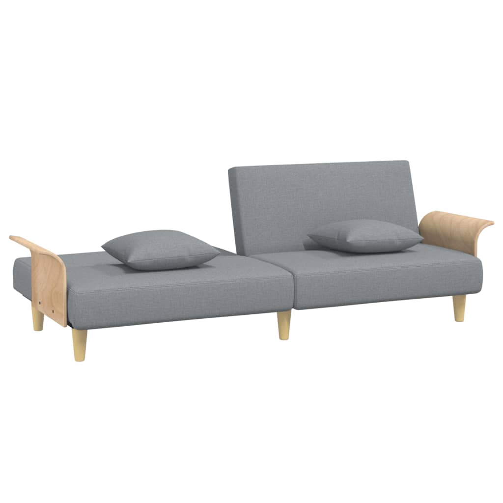 vidaXL Sofa Bed with Armrests Light Grey Fabric