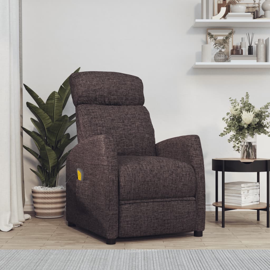 vidaXL Massage Chair Dark Brown Fabric