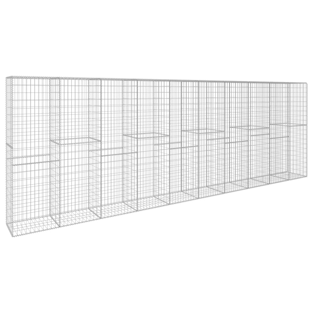 vidaXL Gabion Wall with Cover Galvanised Steel 600x50x200 cm