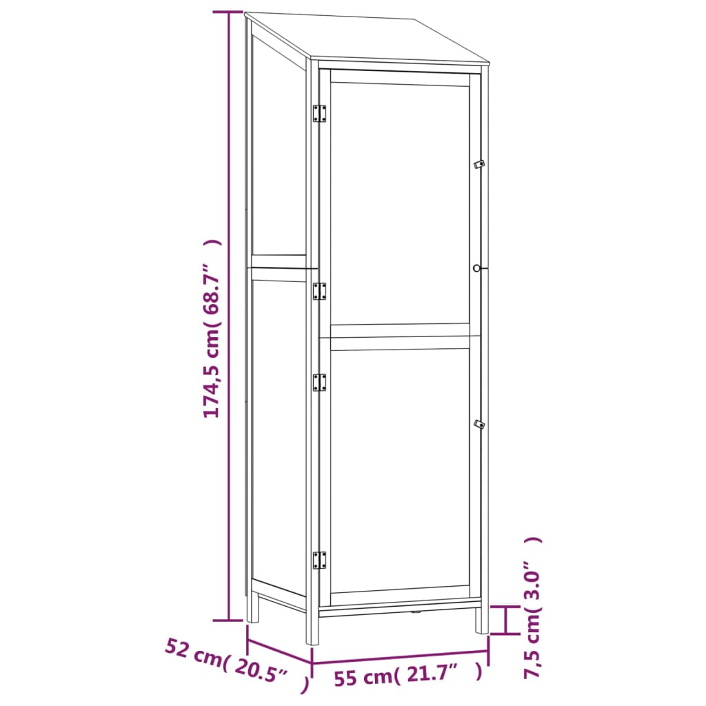 vidaXL Garden Shed White 55x52x174.5 cm Solid Wood Fir