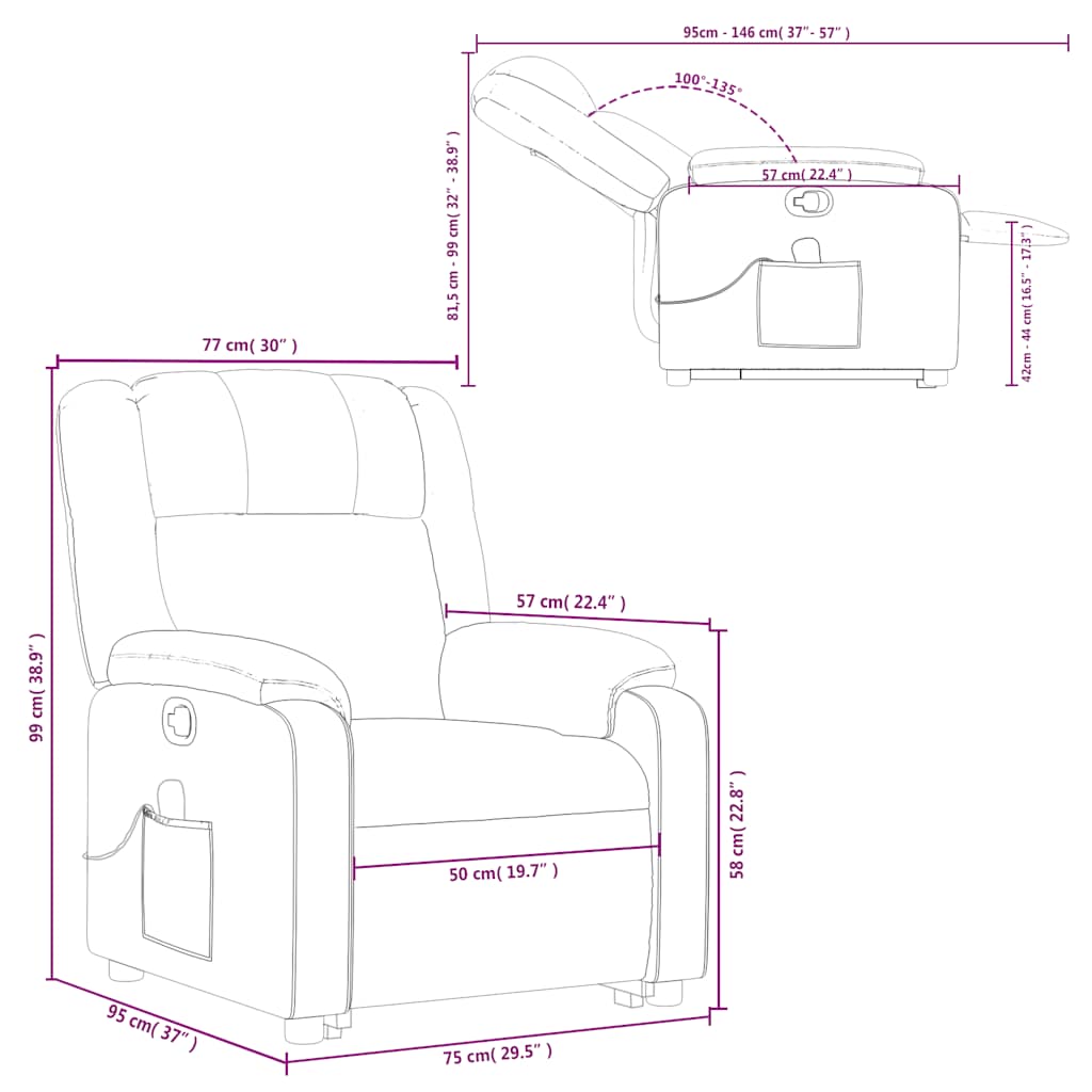 vidaXL Stand up Massage Recliner Chair Grey Faux Leather