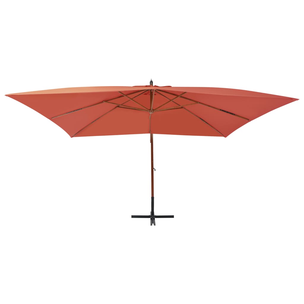 vidaXL Cantilever Garden Parasol with Wooden Pole 400x300 cm Terracotta