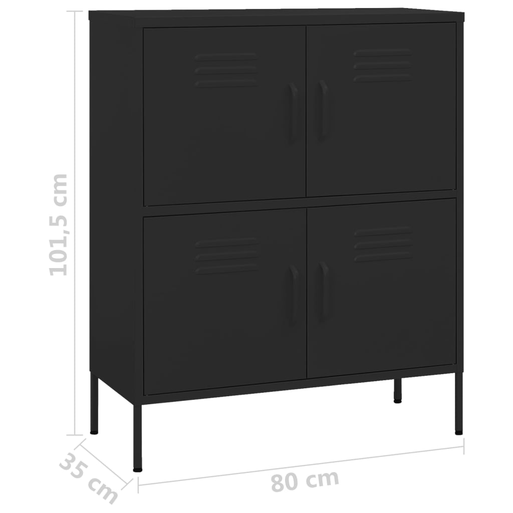 vidaXL Storage Cabinet Black 80x35x101.5 cm Steel