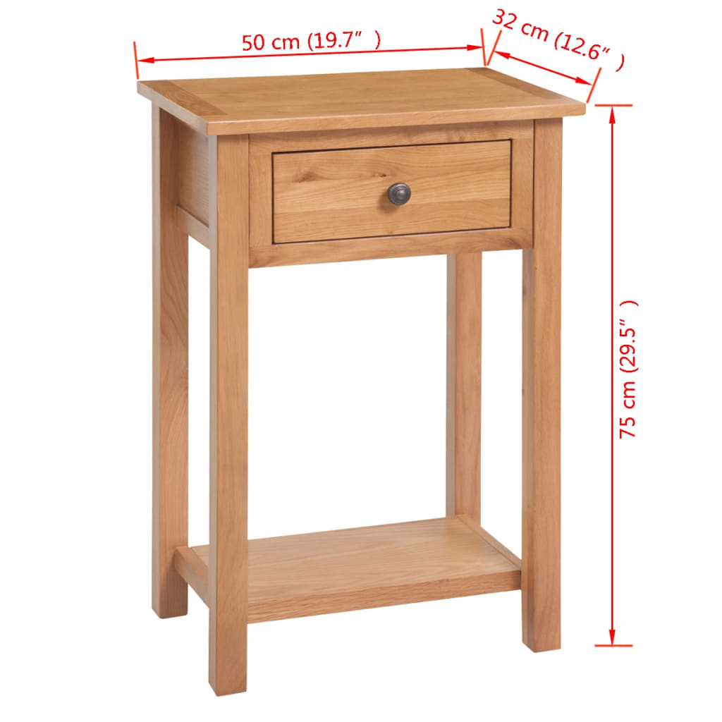 vidaXL Console Table 50x32x75 cm Solid Oak Wood