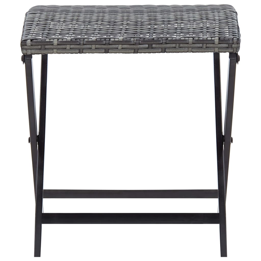 vidaXL Folding Stool Poly Rattan Grey